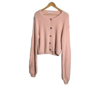 Crescent Medium Women Pink Crewneck Oversized Balloon Sleeve‎ Sweater